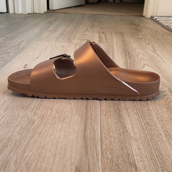 Birkenstock Gold/Brown Slide Sandals - Picture 4 of 8